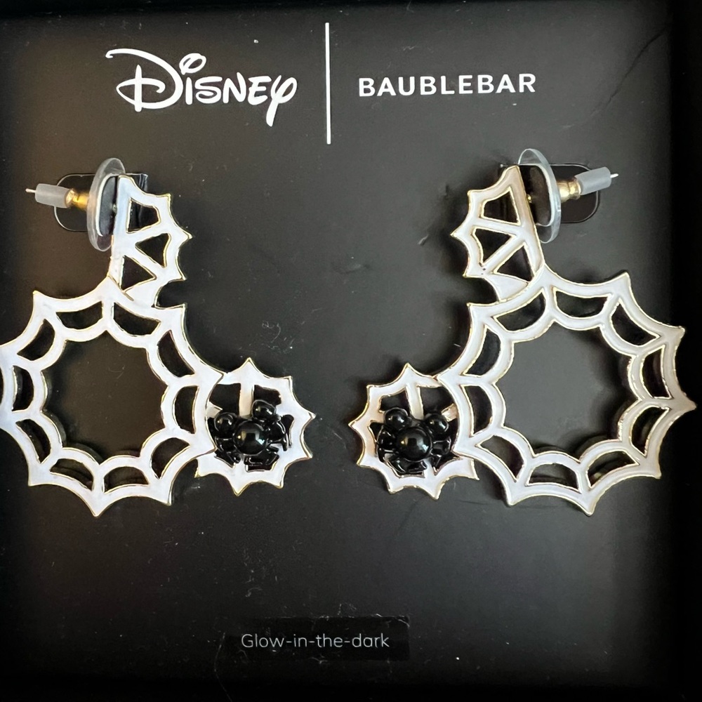 Disney Baublebar Spider Web Glow in the Dark Pierced Earrings